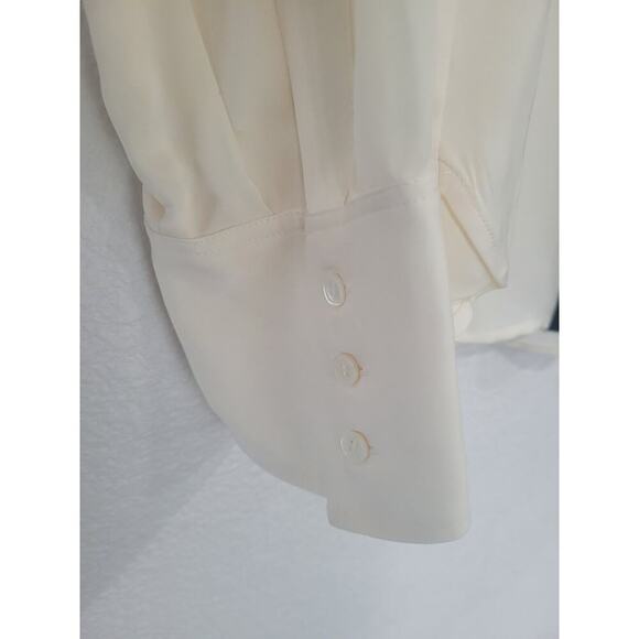 Frame Women's Silk Cream‎ and Black Blouse Top size Medium Nordstrom's NEW #12 - Picture 4 of 5